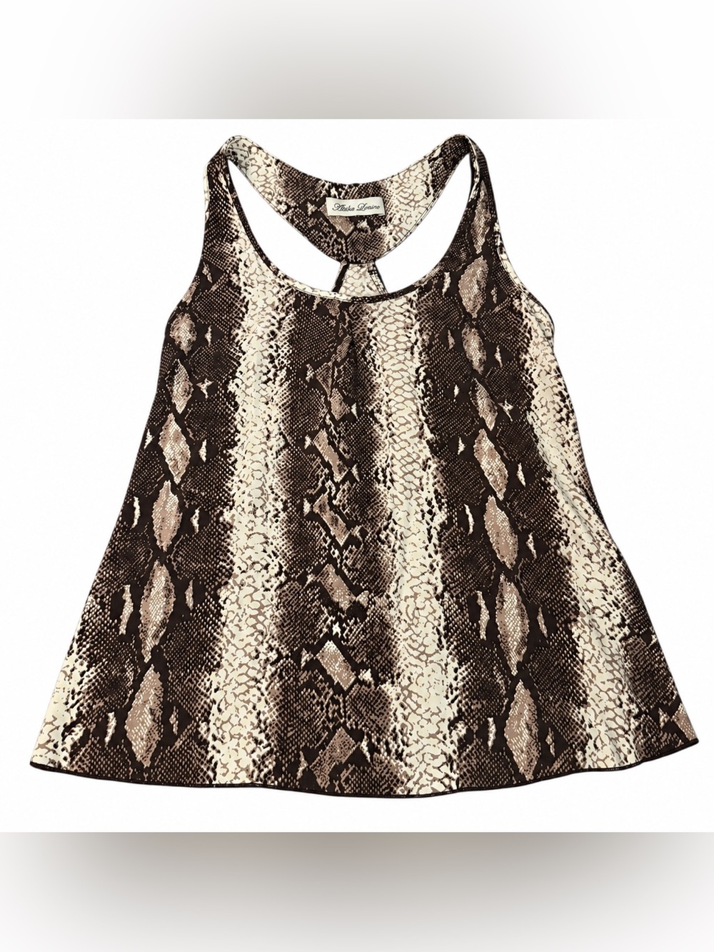 Alisha Levine Silk Animal Print Tank Top Brown & Cream Size Medium